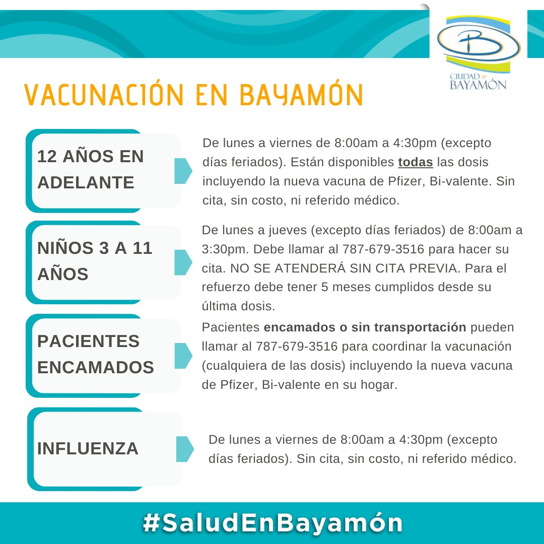 ciudadebayamon's tweet photo. Le recordamos que el CENTRO DE VACUNACIÓN esta localizado en el Estadio Juan Ramón Loubriel. #BayamónInforma https://t.co/ifFRBfN2dT