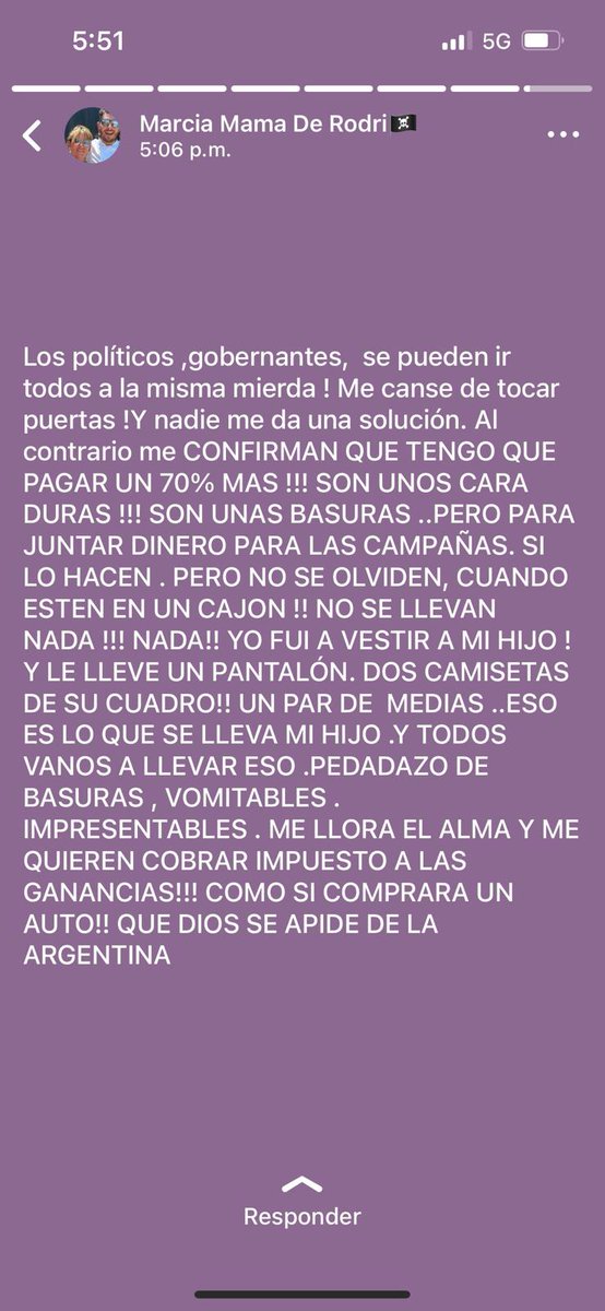 Todos los políticos y no sé salva ni uno,  son la peor lacra , hay una madre que hace un mes esta sufriendo,  primero su hijo en coma, luego su muerte y le salen con mil giladas,  solo quiere traer a su hijo a córdoba,  impresentables hdrp, que impuesto le quieren cobrar basuras