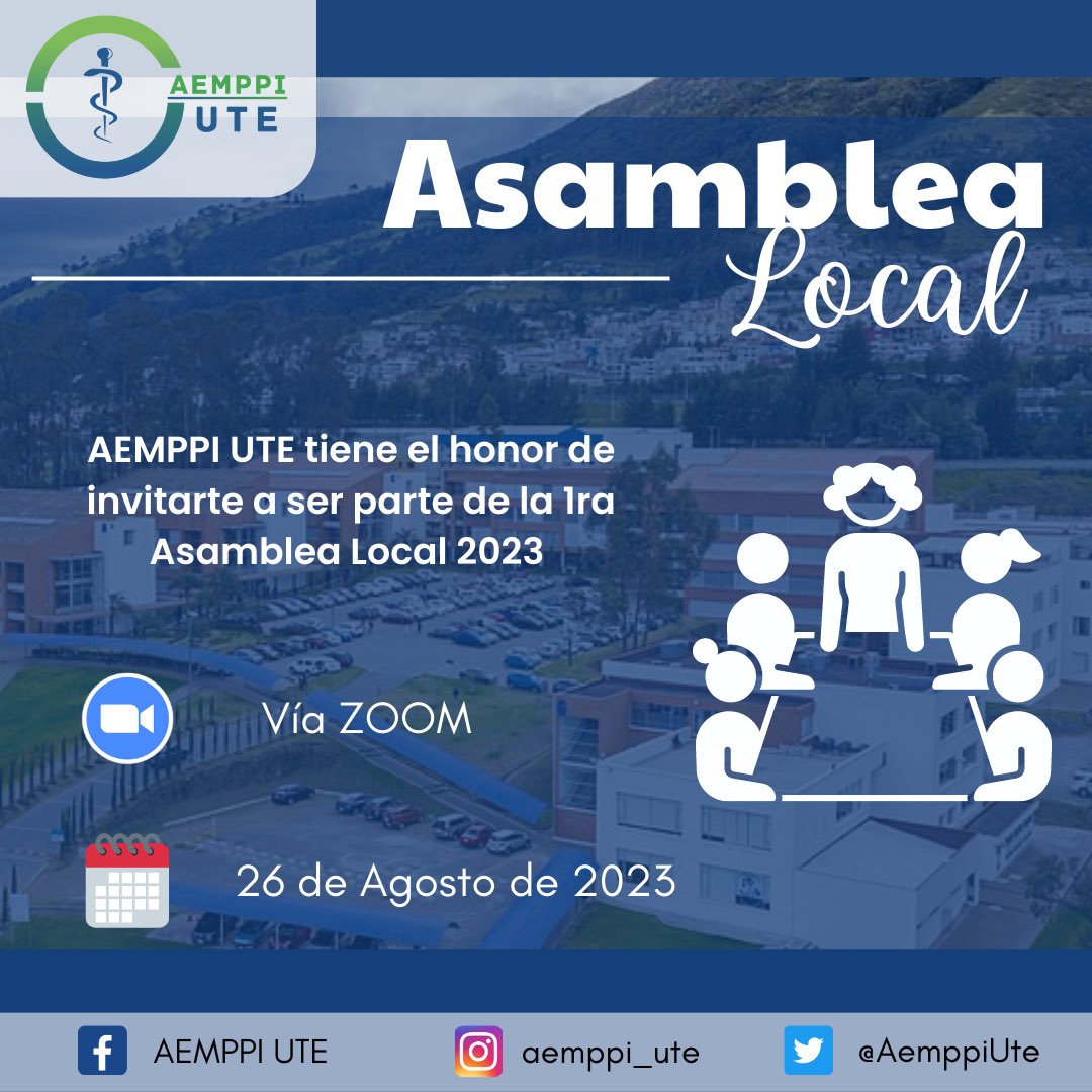 AemppiUte's tweet photo. AEMPPI UTE tiene el honor de hacerlos parte de la Asamblea Local, ven y entérate de lo maravilloso que es ser parte de esta gran familia 
Fecha a realizarse: 26 de agosto de 2023 VÍA ZOOM 

Link de inscripción https://t.co/C9QOPiE0Jm https://t.co/EVsVlAmvsh