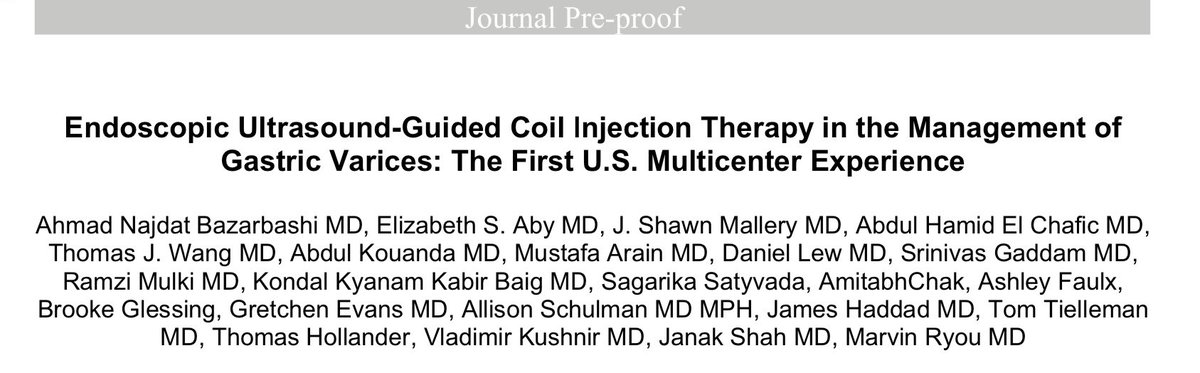 Tom Tielleman, MD (@tomtielleman) on Twitter photo So blessed to have been part of the first US multi-center study for EUS guided gastric varices coil therapy led by <a href="/AhmadBazarbashi/">Ahmad N. Bazarbashi أحمد بازارباشي</a> in <a href="/GIE_Journal/">GIE</a>. Very grateful to be included with such a phenomenal group of GIs!! 🙏🏼🙌🏼
giejournal.org/article/S0016-…
<a href="/UTSWNews/">UTSW Media Relations</a> <a href="/UTSWGI/">UTSW Gastroenterology Fellowship</a> <a href="/thomasjwang1/">Thomas Wang, MD</a> So blessed to have been part of the first US multi-center study for EUS guided gastric varices coil therapy led by <a href="/AhmadBazarbashi/">Ahmad N. Bazarbashi أحمد بازارباشي</a> in <a href="/GIE_Journal/">GIE</a>. Very grateful to be included with such a phenomenal group of GIs!! 🙏🏼🙌🏼
giejournal.org/article/S0016-…
<a href="/UTSWNews/">UTSW Media Relations</a> <a href="/UTSWGI/">UTSW Gastroenterology Fellowship</a> <a href="/thomasjwang1/">Thomas Wang, MD</a>