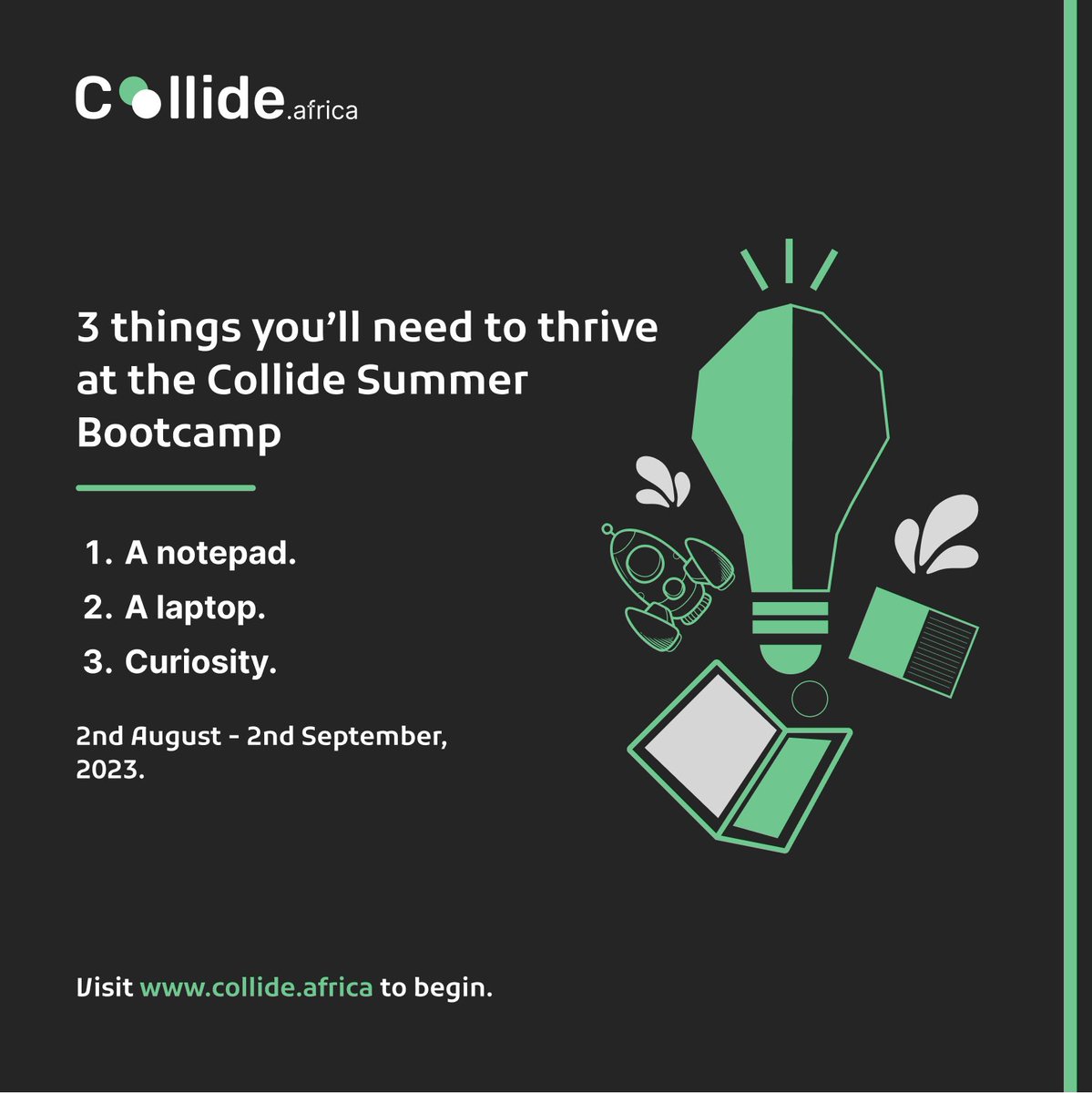 collide_africa's tweet photo. Add a little bit of grit &amp; tenacity to the mix and we’re good to go. 🚀 https://t.co/KANX6erBHr