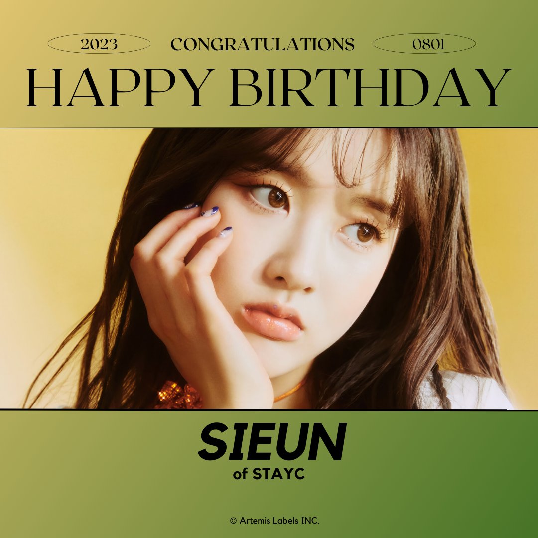 artemis_labels's tweet photo. Happy birthday to STAYC's, Sieun (시은)  🎂🥳!

✅ 08.01.23

© 2023 @Artemis Labels INC.
All rights reserved to @artemislabels 
 
#STAYC #스테이씨 #시은 #SIEUN #HappySIEUNDay #Happy_SIEUN_Day @STAYC_official https://t.co/Bg3LtFWYnG
