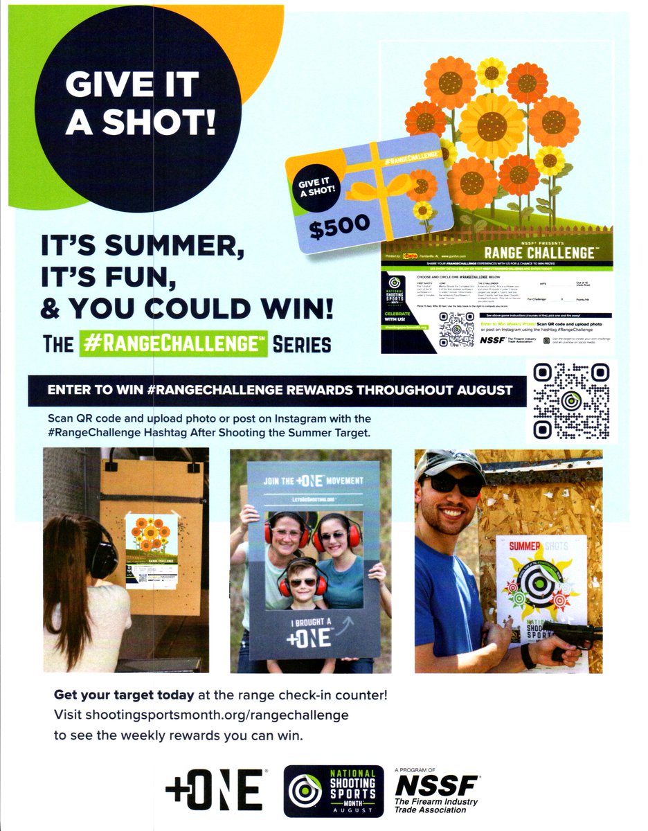 We'll put out a fresh supply of these targets every week in August. Give it a shot & enter the contests each week with your photos.

In addition to these, you can find other free, fun targets out near the sign-in desk throughout the month.
#triggertime #letsgoshooting