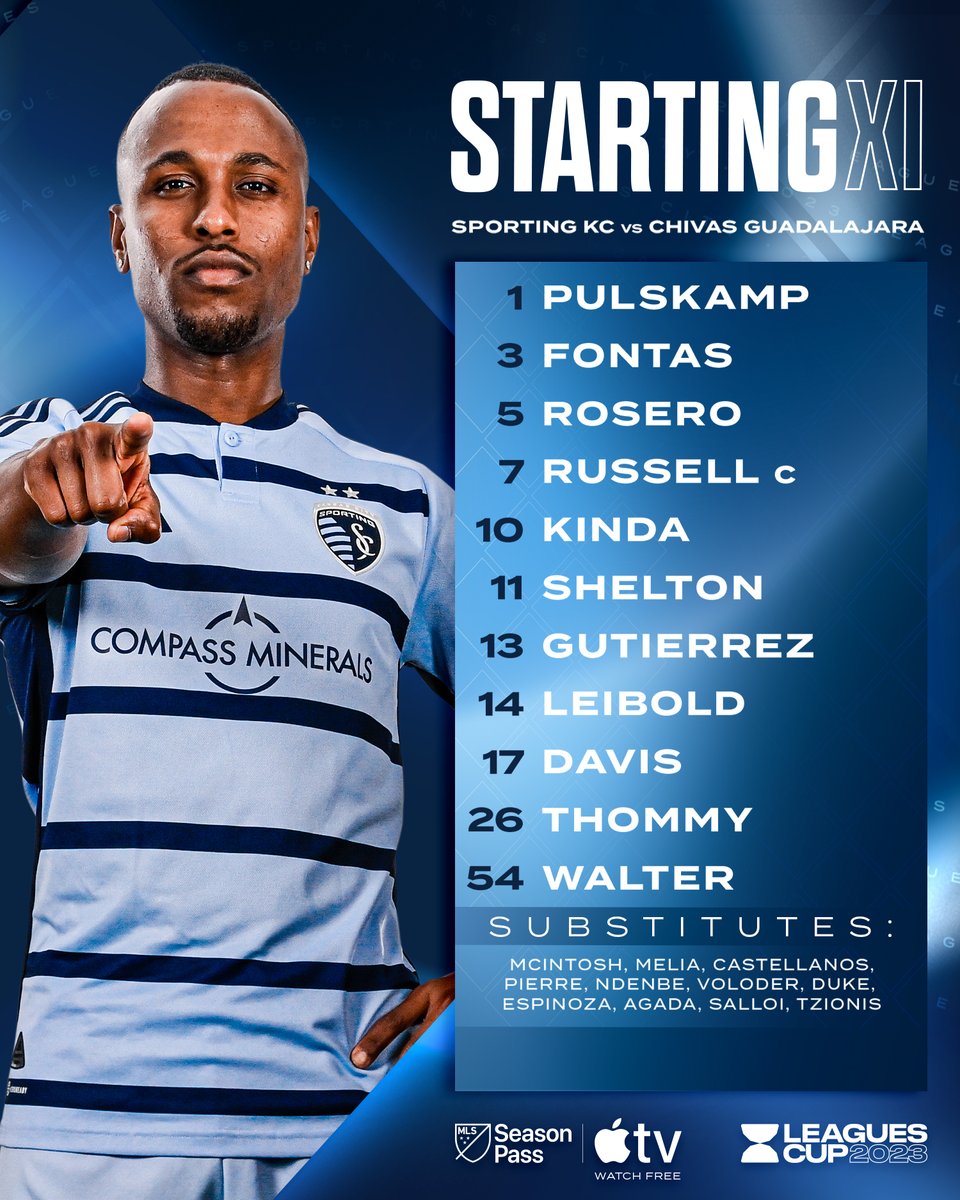 NotiChivas's tweet photo. Esta es la alineación de @SportingKC. Recordamos que @alanpulido se pierde el encuentro por recibir tarjeta roja en su juego anterior. #LeaguesCup https://t.co/Itet2swkXc