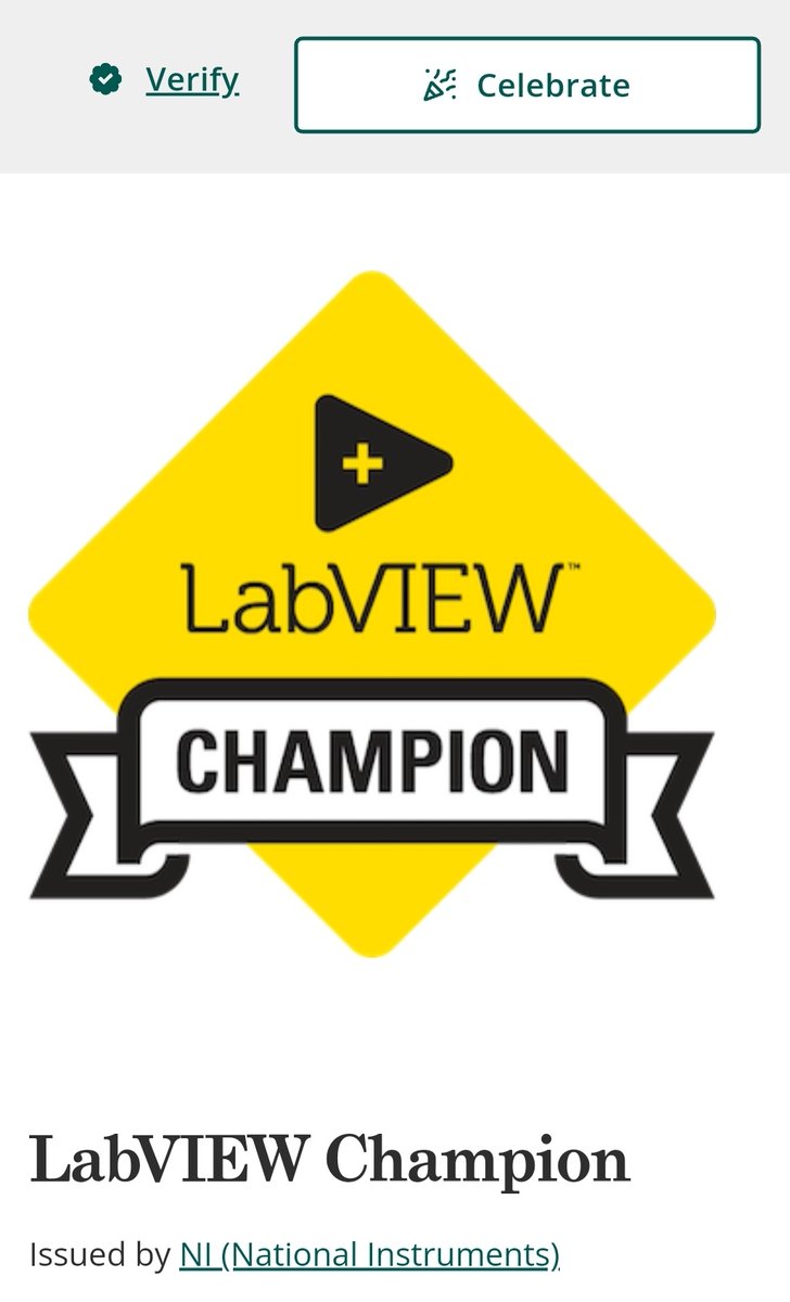 javierlopezb's tweet image. Celebro esta insignia que he recibido hoy, en hora buena!. #LABVIEWCHAMPION #DibujaUnCodigo credly.com/badges/8b2797d…