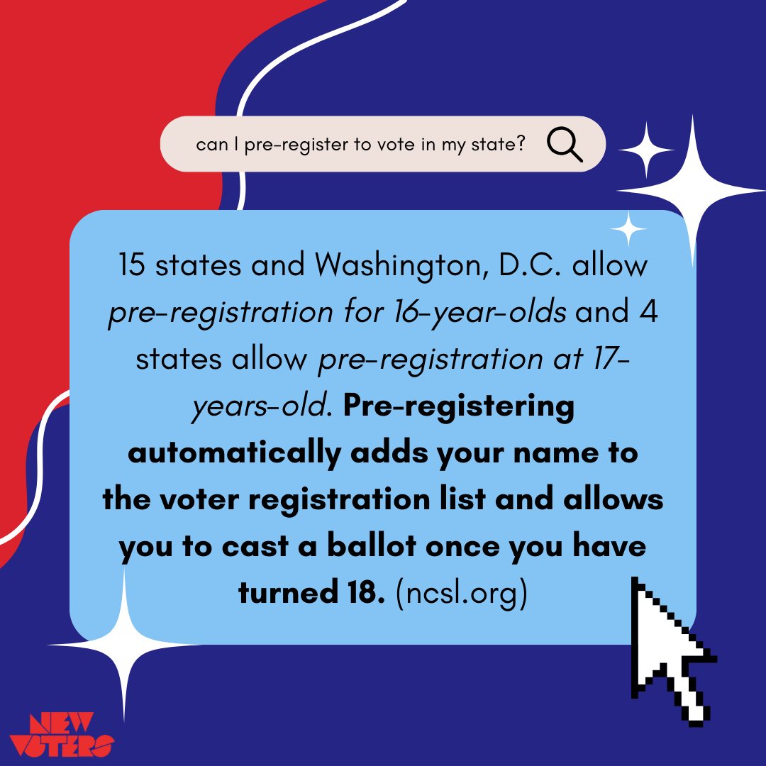 newvotersorg's tweet photo. π³οΈ Calling all 16 & 17-year-olds! π Did you know you can pre-register to vote in certain states? πΊπΈ Find out how, which states allow it, and why this small step is a big deal for our democratic future! #VoteAt16 #PreRegisterToVote #YouthPower #CivicEngagement π½π³οΈ https://t.co/697CcGhso2