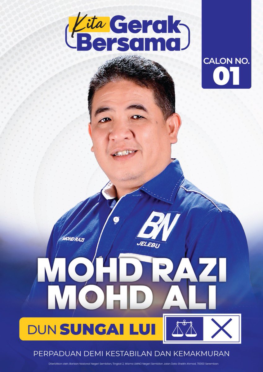 MYZmenulis's tweet photo. Calon No.01, N.03 Dun Sungai Lui, PRN Negeri Sembilan.

Undi BN, demi perpaduan dan kestabilan. https://t.co/mQX1Ux9gzg