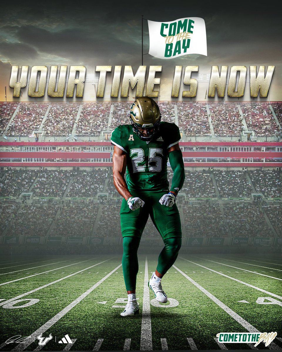 USFFootball's tweet photo. 2025s: 

𝙔𝙊𝙐𝙍 𝙏𝙄𝙈𝙀 𝙄𝙎 𝙉𝙊𝙒‼️

#ComeToTheBay | #StayInTheBay https://t.co/0W0yUUObbW