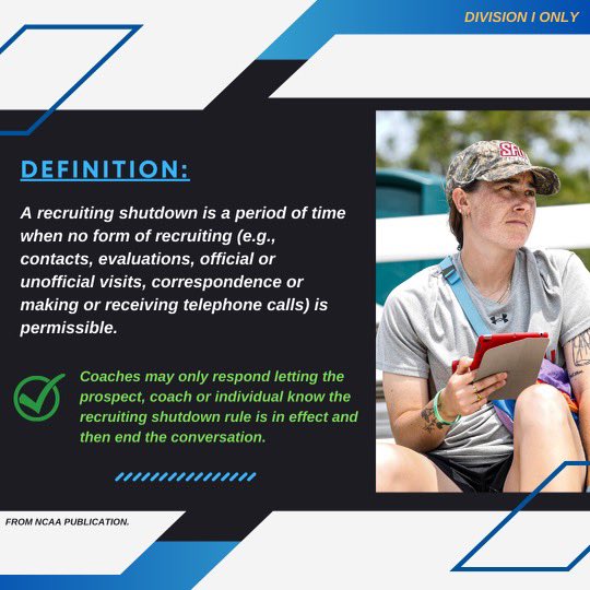 IWLCA's tweet photo. 🚨DI SHUTDOWN PERIOD🚨

TOMORROW, August 1 officially starts the two-week recruiting shutdown period for Division I coaches. This is NEW to women’s lacrosse‼️

A brief guide to what you need to know👆 and more can be found on https://t.co/AxImCENpXk https://t.co/K3h4wPARtg