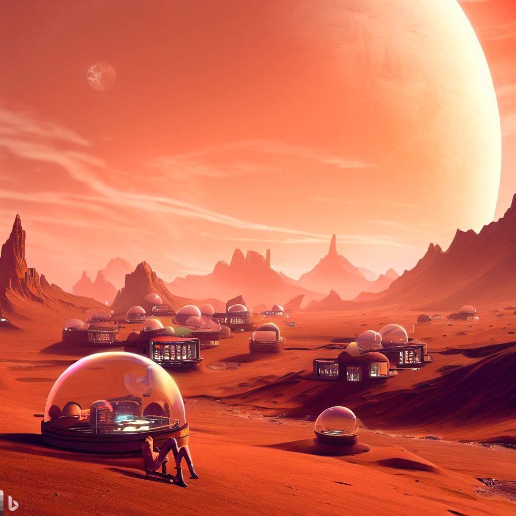 'Future civilization on mars living a beautiful life' by Dall•E 
@elonmusk 
#MultiPlanetarySpecies