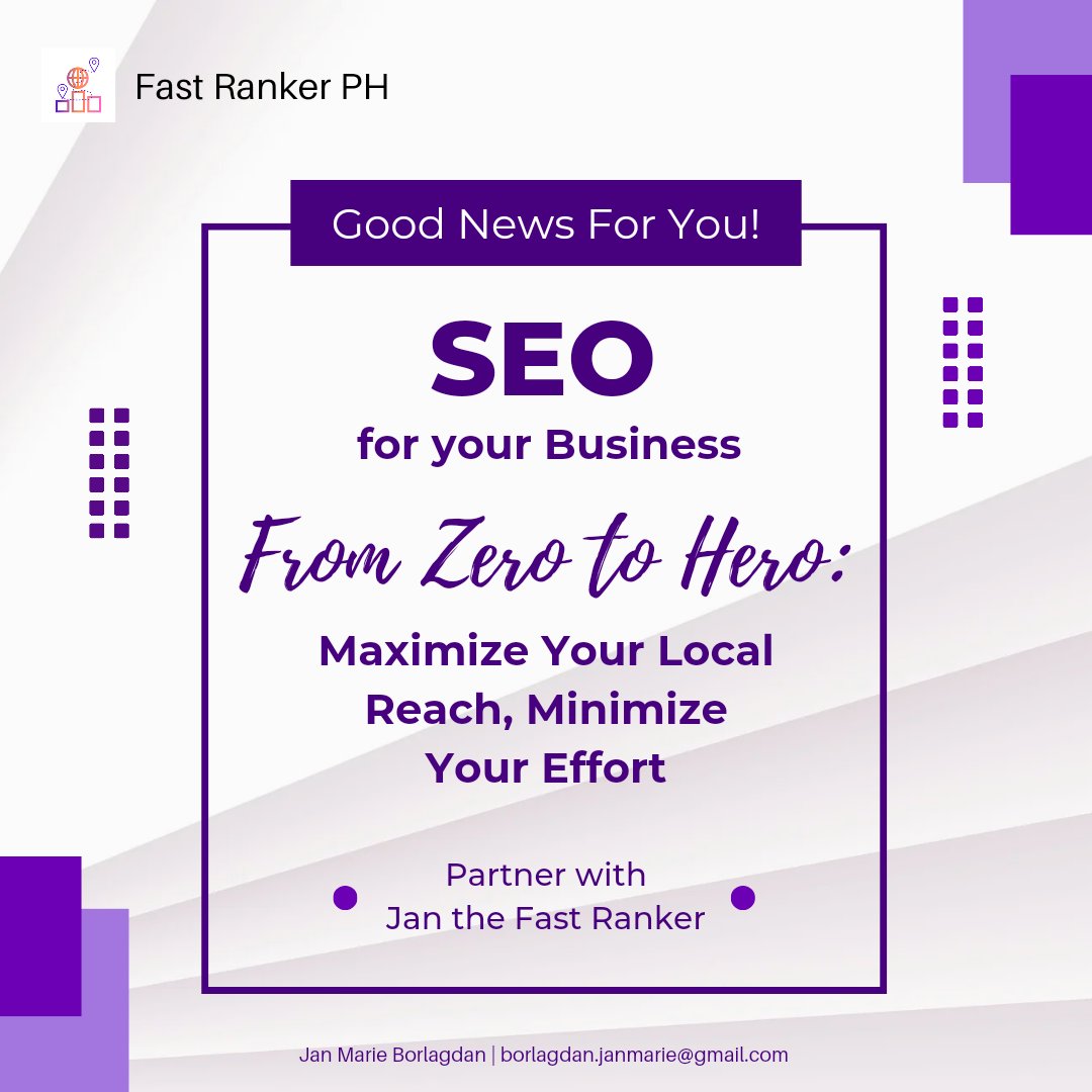 fastrankerph's tweet photo. Hey there, this is Jan 👋🏻

I am offering (𝗗𝗙𝗬) Local SEO Strategies, helping your business maximize its local reach and will minimize your effort and consumes your time by doing all the work.

Want to know your current business online performance? https://t.co/JKCmkXUgJ4