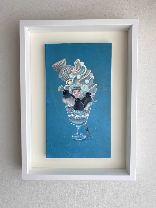 ✧ .。.・゜・· 「My Room parfait taiyaki icecream」 M4 canvas  333×190mm (13.11"×7.48")  Japanese "taiyaki"