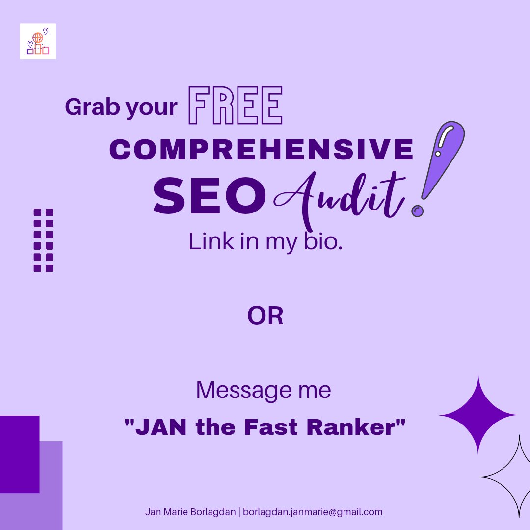 fastrankerph's tweet photo. Fill up the form link in my bio to get a 𝙁𝙍𝙀𝙀 𝘾𝙤𝙢𝙥𝙧𝙚𝙝𝙚𝙣𝙨𝙞𝙫𝙚 𝙎𝙀𝙊 𝘼𝙪𝙙𝙞𝙩.
or Message me with "𝗝𝗔𝗡 𝘁𝗵𝗲 𝗙𝗮𝘀𝘁 𝗥𝗮𝗻𝗸𝗲𝗿" https://t.co/4FUI23vP3o