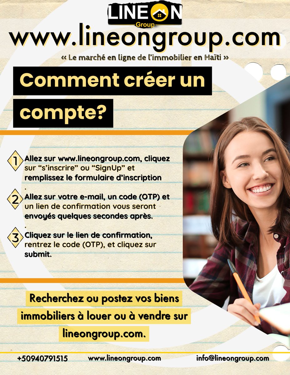 LINEONImmo's tweet photo. « Du nouveau dans le domaine de l’immobilier en Haïti. 
=»Recherchez ou Publiez vous-même, vos biens à louer ou à vendre juste en créant un compte ici ➡️ https:/lineongroup.com/sign-up.

Pour contact:  +50940 79 1515 / info@lineongroup.com https://t.co/SY1IdYPRgK
