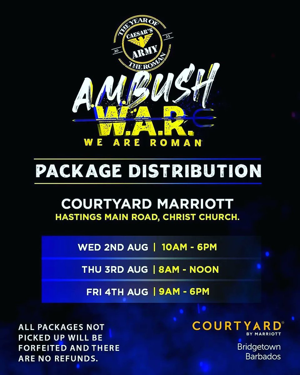 archieizahazz's tweet image. Recruitment Has Ended. 🫡

Now you’re ready for the A.M.BUSH W.A.R. 🎖

Swipe for guidance on collecting your ammunition for the battlefield! 🪖 

#MMXXIII #YearOfTheRoman
#CaesarsArmy
#AMBUSH
#WeAreRoman
#Barbados
#CropOver
@caesarsarmy