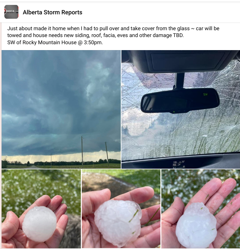 From Alberta Storm Reports Facebook #abstorm #RockyMountainHouse #hail