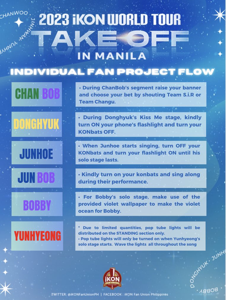 withiKON_PH's tweet photo. [REMINDER]

•Fan-Project Guide and But You Romanized lyrics are written at the BACK SIDE OF THE HANDBANNER (including the sticker for project Aurora and Junhoe PH). 

Please make sure to READ the instructions.

•Indiv solo stages instruction is also posted. We will be giving out limited copies. Apologies, we can’t commit for a 12,000pcs prints due to time constraints and limited funds.🙏

#iKONinMANILA2023