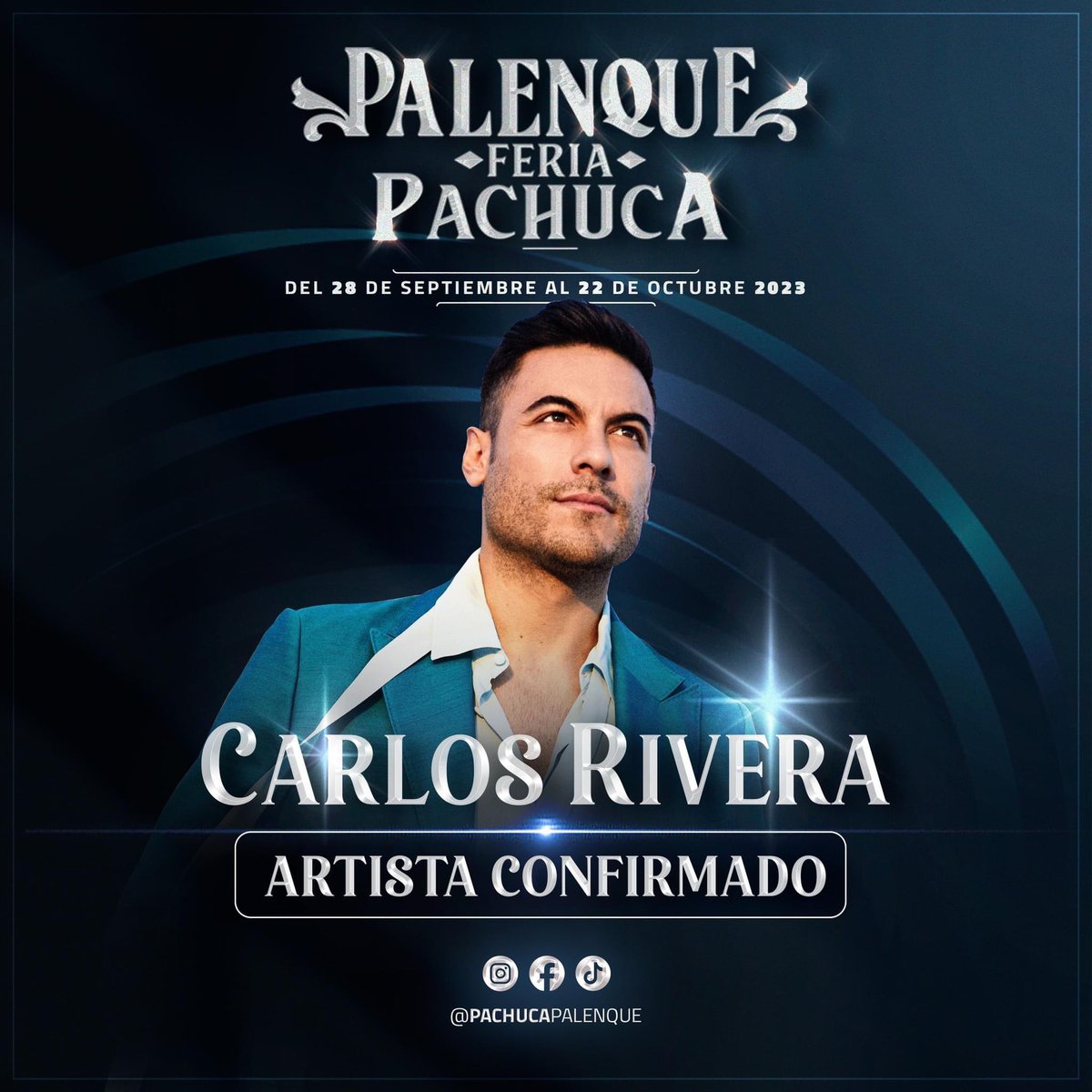 JornadaHidalgo's tweet photo. 🚨🚨 #ÚltimaHora Carlos Rivera es el segundo artista confirmado para el Palenque de la Feria de Pachuca 2023. https://t.co/lwZIEPshLs