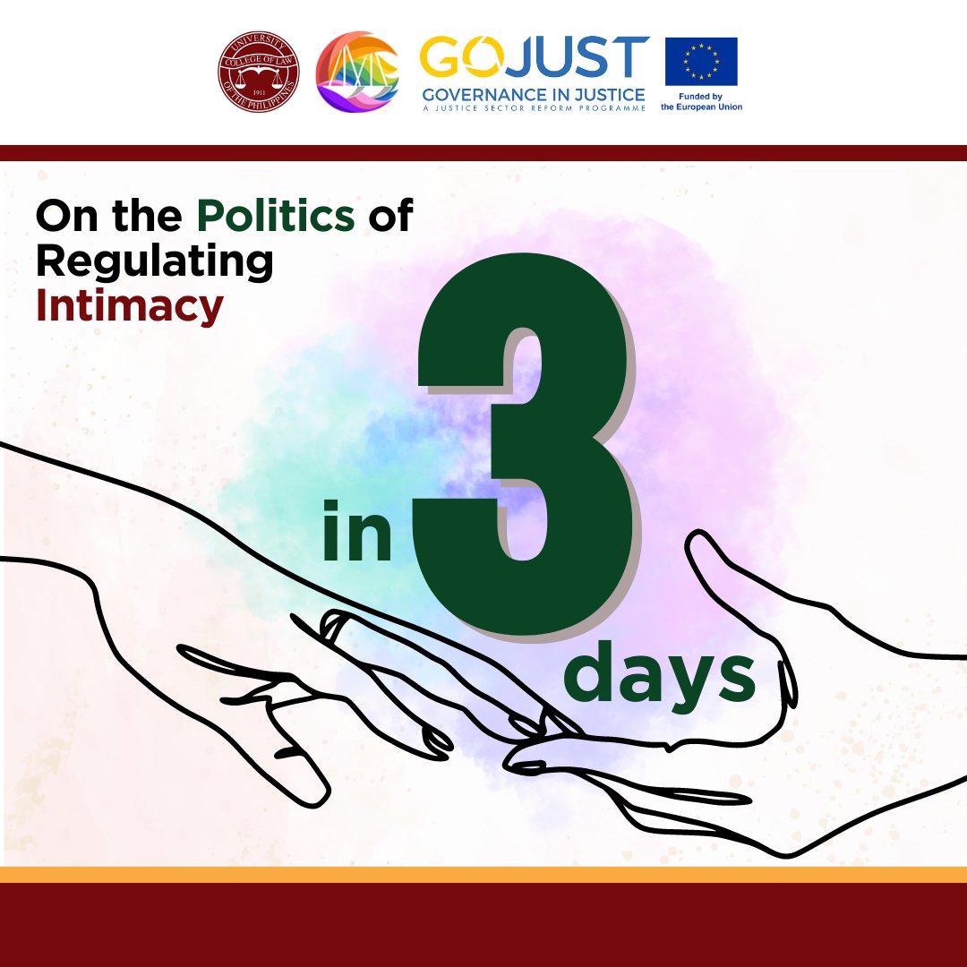 UPCollegeofLaw's tweet photo. 3 days left!
Join the discussion with S.A.J. Marvic F. Leonen during the Feminist Book Collection turnover from GOJUST to GLPP.
This event will be held at 10 AM, Aug 4 at G/F Conference Room, UP Law Center.
Register: https://t.co/k2DhMcYjee
#GLPP
#SAJusticeMarvicLeonen
#UPLaw https://t.co/zMKqopkNZS