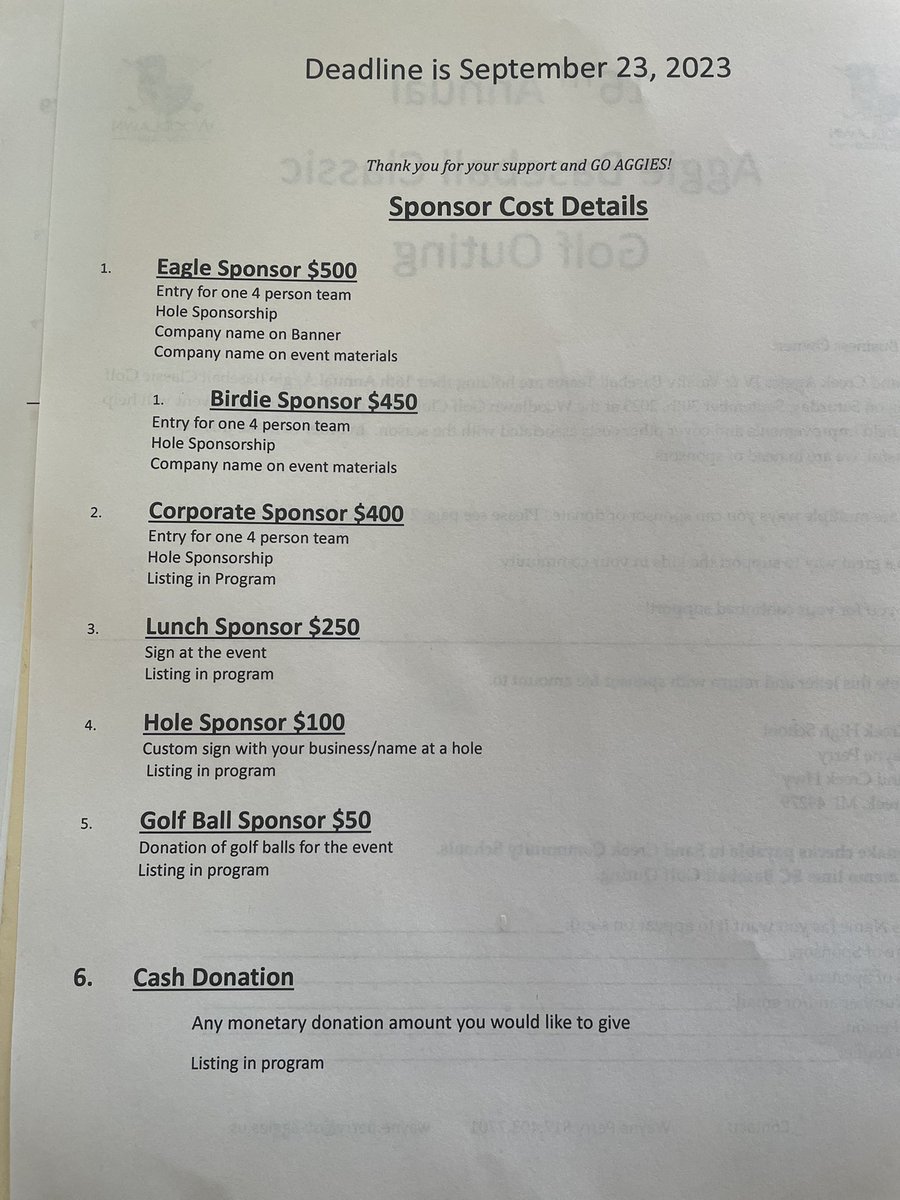 SCAggiesBBall's tweet photo. Sand Creek Baseball Golf Outing! We would love for you to support the Aggies baseball program!!! https://t.co/zEKKUcGove