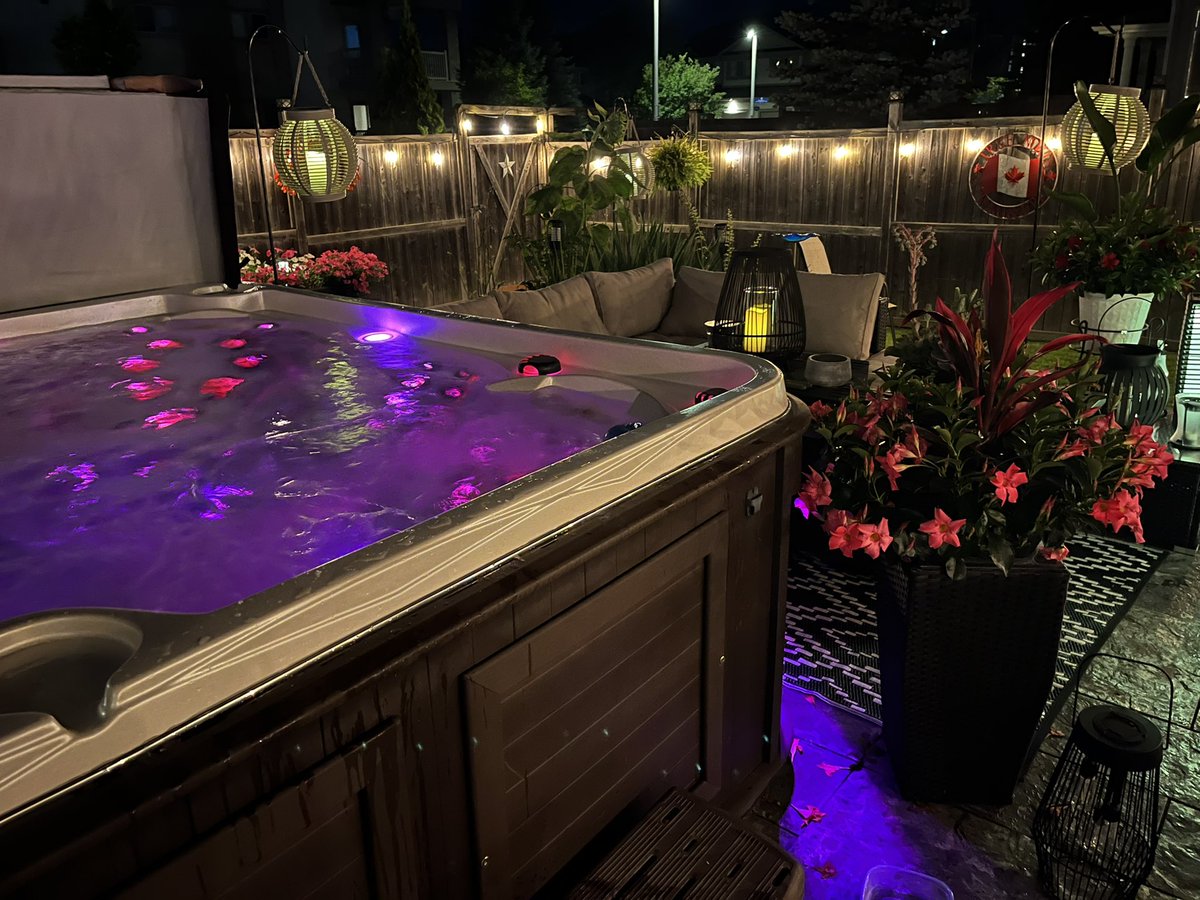 TWilsonOttawa's tweet photo. Late summer evenings back at home are my favourite ๐๐จ๐ฆ๐โจ a cool 16ยฐ right now โฆ perfect for a soak in the hot tub. #BackyardOasis #gardens #MakingTheBestOfCityLife #summer #TheTravellingHomebody #housepoor https://t.co/xynmb7CzX7