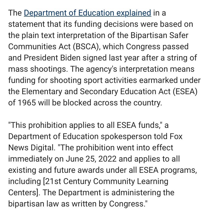 greg_price11's tweet photo. Because of @JohnCornyn's gun control bill that Biden signed into law last year, the Biden admin is now blocking federal funds for schools with hunting or archery programs in their curriculum.  

Thank you to Cornyn and all the RINO losers in the senate that made this possible. https://t.co/VTUxDIeMrI