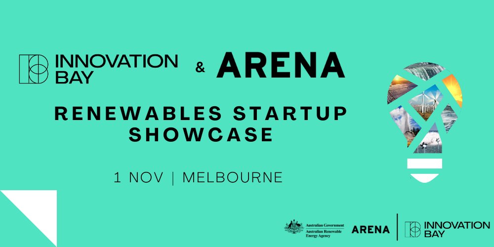 innovationbay's tweet photo. 🚨 CALLING ALL RENEWABLES, CLIMATE/CLEANTECH STARTUP FOUNDERS ♻️

Apply to Innovation Bay &amp; ARENA's Renewables Startup Showcase on 1 Nov for your chance to pitch to 100+ leading VC's &amp; angel investors. 

Applications close 11:59pm on Fri 1 Sep > https://t.co/MbF4zMeTAr https://t.co/O8x3wjfJke