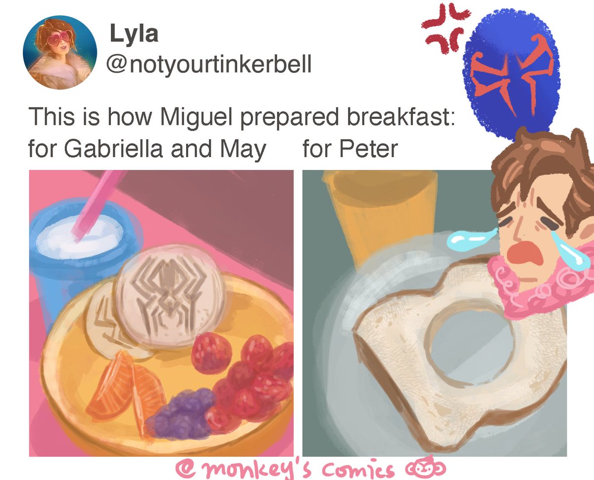 monkeyscomics's tweet photo. Peter.B ‘This is not fair!!!’
Miguel ‘You had enough pizza last night’

#AcrossTheSpiderVerse #MiguelOHara #PeterBParker
#peterB
#SpiderMan2099
#SpiderMan
#SpiderDads https://t.co/0G9SZ7iQ2A