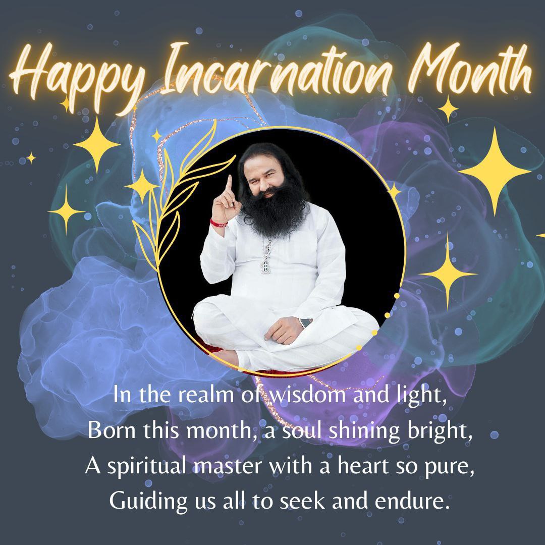 InsanShalini's tweet photo. CONGRATULATIONS!
Infinite thanks to MSG &amp; the entire world on the arrival of the blessed #HappyIncarnationMonth of #SaintMSG millions people are incredibly eager to celebrate every moment of the birth month by performing selfless acts in accordance with Guru Ji's instructions. https://t.co/Qbh9ttfX7j