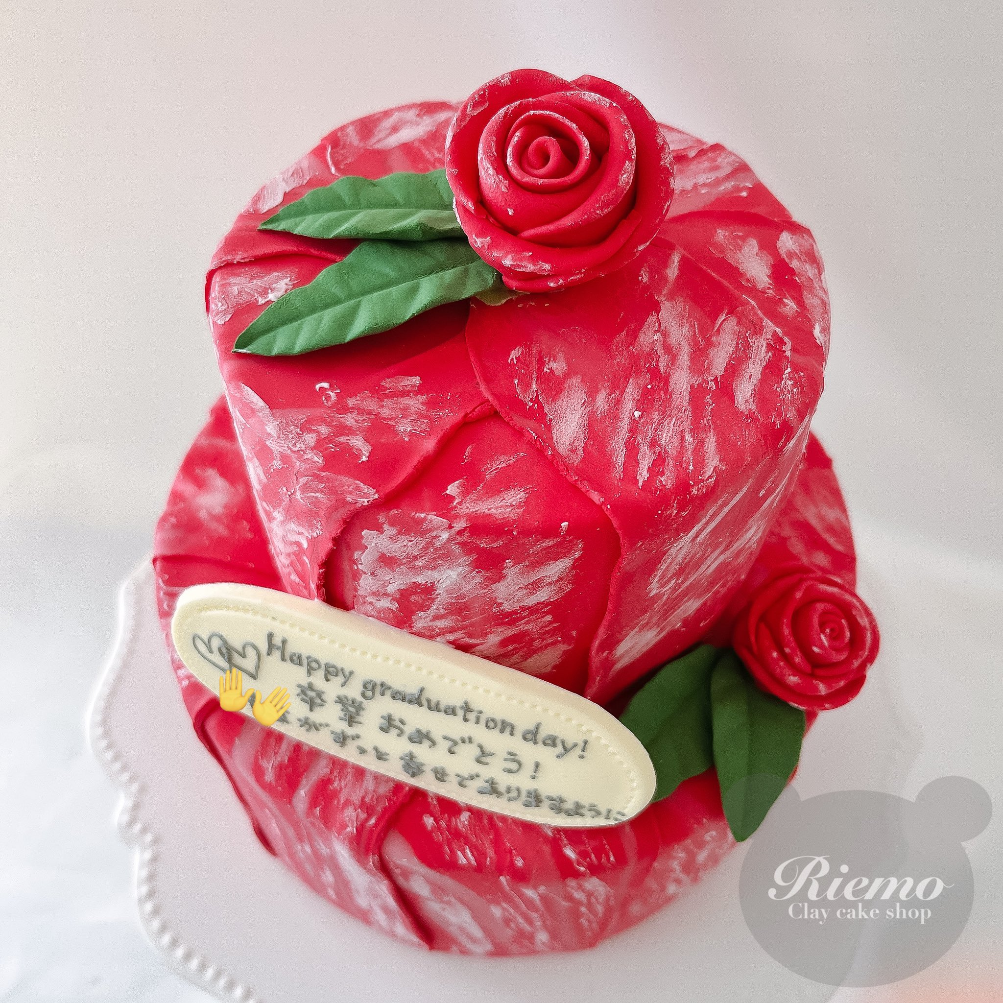 ほんのりピンクのバラのクレイケーキ 💓Pink heart decoration clay