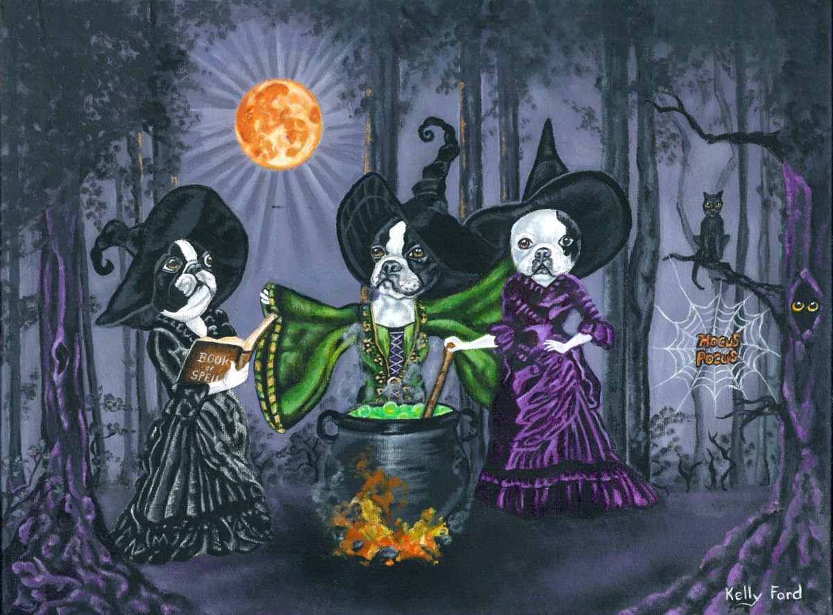 ¨ Hocus Pocus ¨ Boston Terrier painting by Kelly Ford.