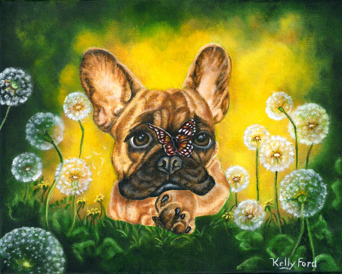 ¨ Unlikely Friend ¨ French Bulldog painting by Kelly Ford.