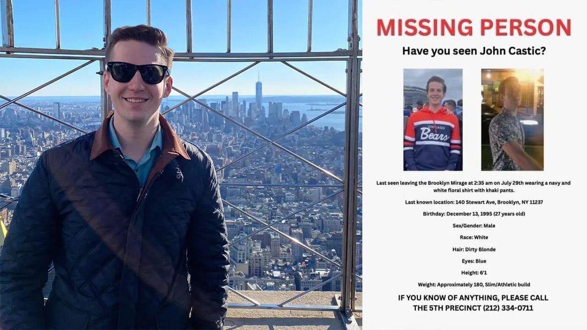 John Castic (27) went missing after leaving a concert at Brooklyn Marage in NYC at 2:30am on Saturday. He is a senior analyst for Goldman Sachs. Something weird is going on in that area. Karl Clemente (27) disappeared from the same location on June 11th. Somehow he was found…
