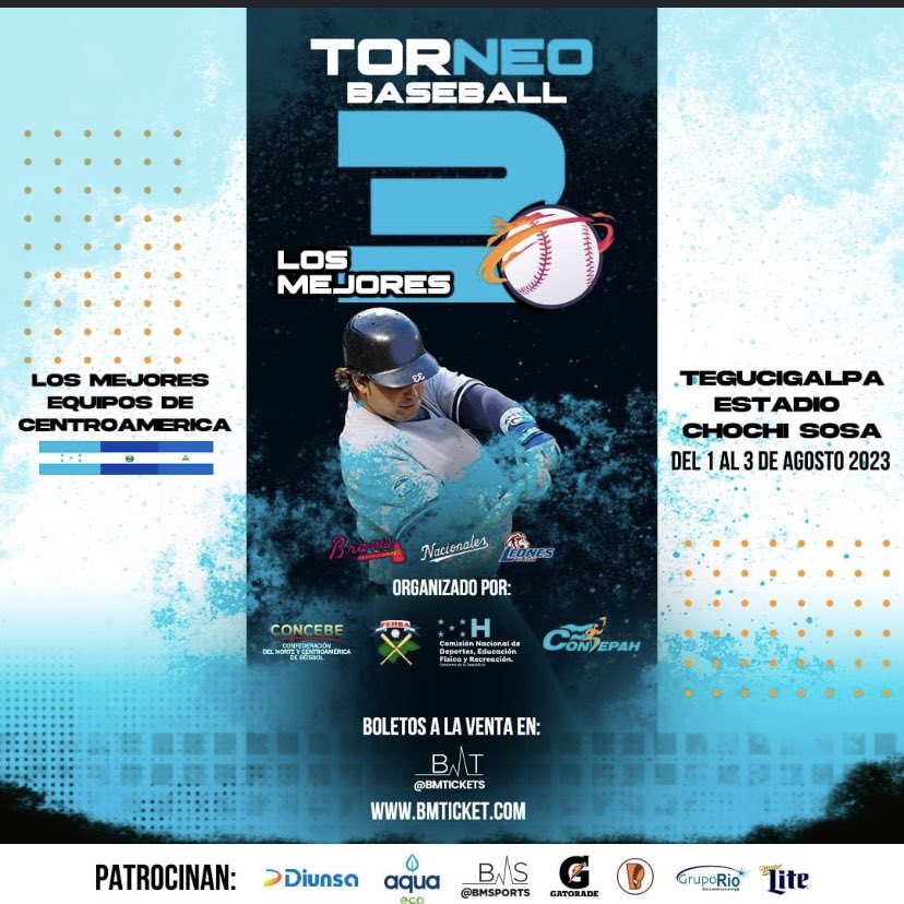 LNB_SV's tweet photo. #TorneoInternacional⚾️ Póster oficial del Torneo Baseball Los Mejores 3, en el que participarán los equipos #Nacionales de El Salvador🇸🇻, #Leones por Nicaragua🇳🇮 y #Bravos de Honduras 🇭🇳 https://t.co/Gcc7CG2UTD