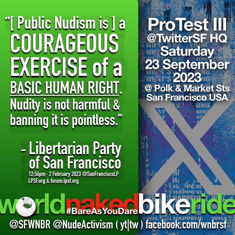 sfwnbr's tweet photo. @vbdude415 @andy_naked Even though its months away ( Sat 23 Sept ) lots of veteran & newbie/wannabee #WNBRist/s from #DoréAlley2023 are looking forward to #JoinTheFun for the #postEquinox/#preFolsom #WNBRsf2023!
#SFNudistHighHolyDays
#SocialPublicNudism #ReNormalizingNudism
#ReNormalizingFreedom https://t.co/LuQiDgt5ZJ