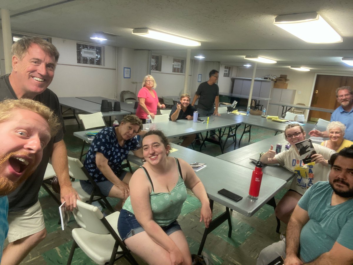 KirkPlayers's tweet photo. The cast of “Murdered To Death”welcomes X.

X will mark the spot of the upcoming murder-mystery opening September 22! https://t.co/dIMgfc787k