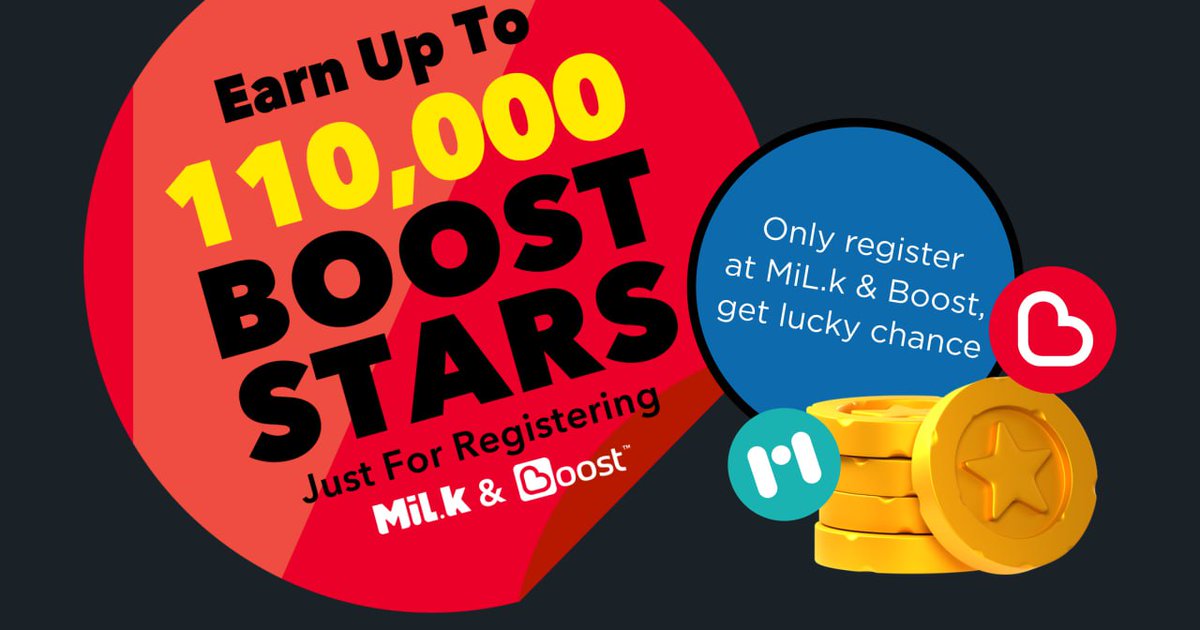 milk_alliance's tweet photo. [EVENT] Stand the chance to get up to 110,000 Boost stars 🎉 

💚Download and register at Boost and MiL.k  
🖍️Fill in Boost ID on MiL.k app &amp; get 2,000 Boost stars
🎊Complete verification &amp; get 8,000 Boost stars and stand to win 100,000 Boost stars���️

Join now on MiL.k app! 🥳 https://t.co/0usX666aTm