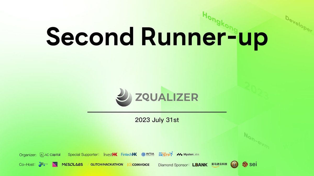 🎉Congratulate <a href="/Zqualizer/">Zqualizer</a> for winning the 3st place at BuidlerCon 2023 Demo Day

Zqualizer is a decentralized protocol offering a sustainable stable yield farming using delta-neutral position bound to NFT using derivatives.💎