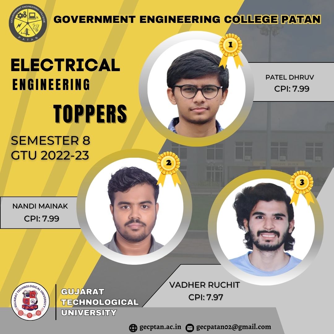 gec_patan's tweet photo. 🎉 Congratulations to the 8th semester's topper! 🌟 Your hard work, dedication, and intellect have paid off, and we couldn't be prouder of your outstanding achievement. Keep shining bright, and may your success inspire others to reach for the stars!🎓🏆
#CollegeTopper #Gecp #Gtu https://t.co/wacz80kXVj