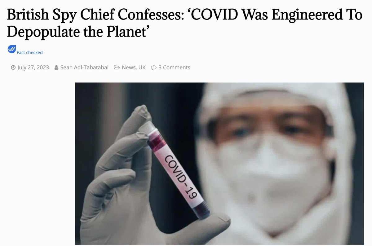 🚨The former head of the British Secret Intelligence Service (MI6) has warned the public that Covid was engineered by scientists in the Wuhan Institute of Virology (WIV) to “depopulate the planet.” Sir Richard Dearlove claims there was evidence to indicate that the coronavirus