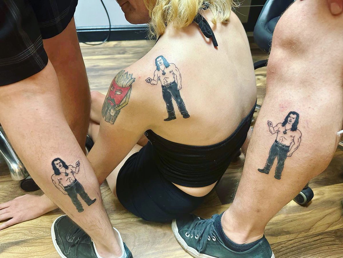 Me and a couple of dudes got matching Danzig tattoos today.