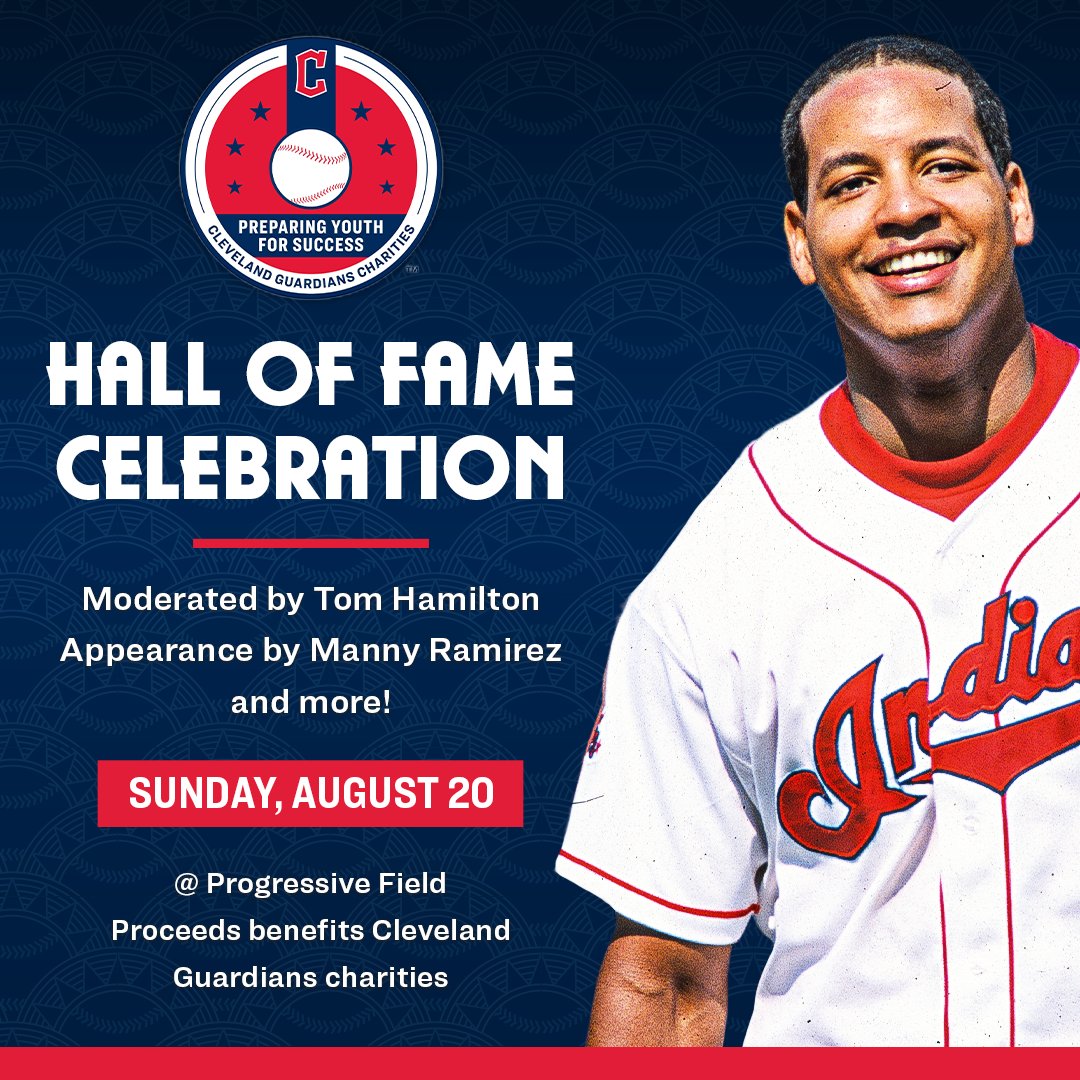 Cleveland Guardians on X: Manny Ramírez will be inducted into the Guardians  Hall of Fame on August 19th. Join us the next day at 7:00 PM for an  exclusive event featuring a