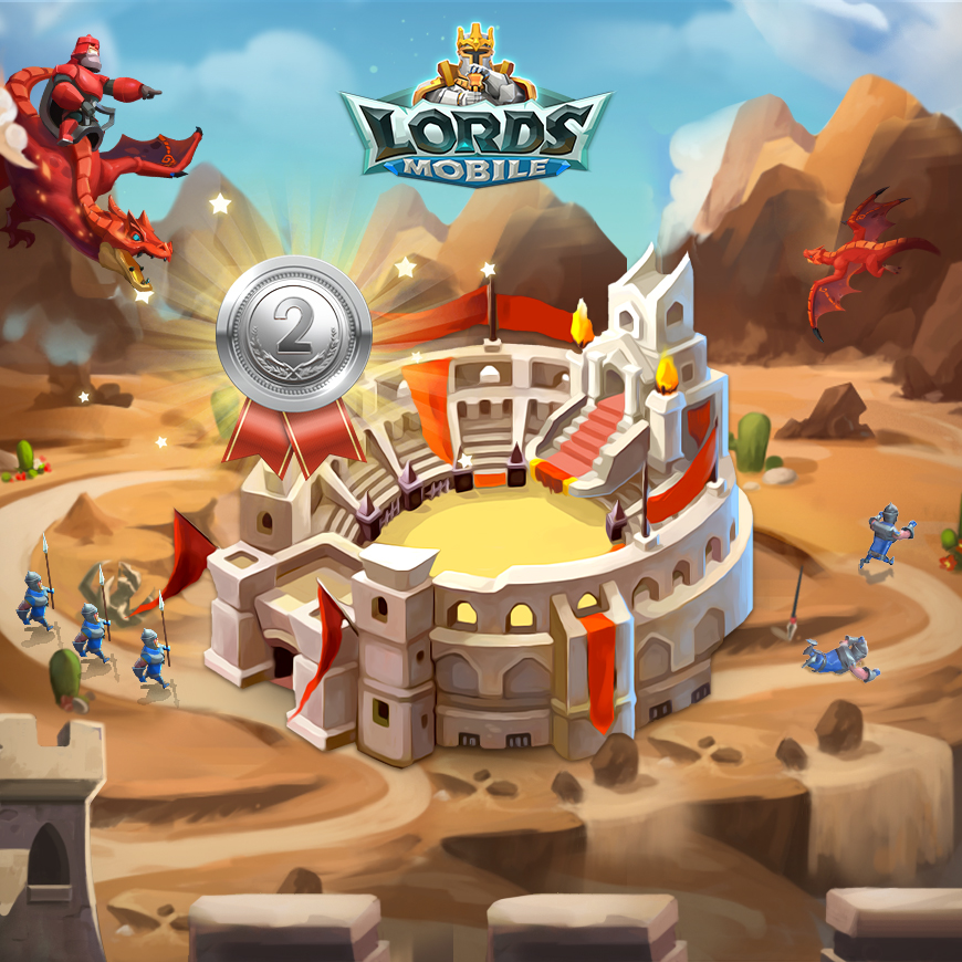 Pop quiz! How many gems do you receive for coming in second place in the colosseum? 🥈

#lordsmobile #trivia