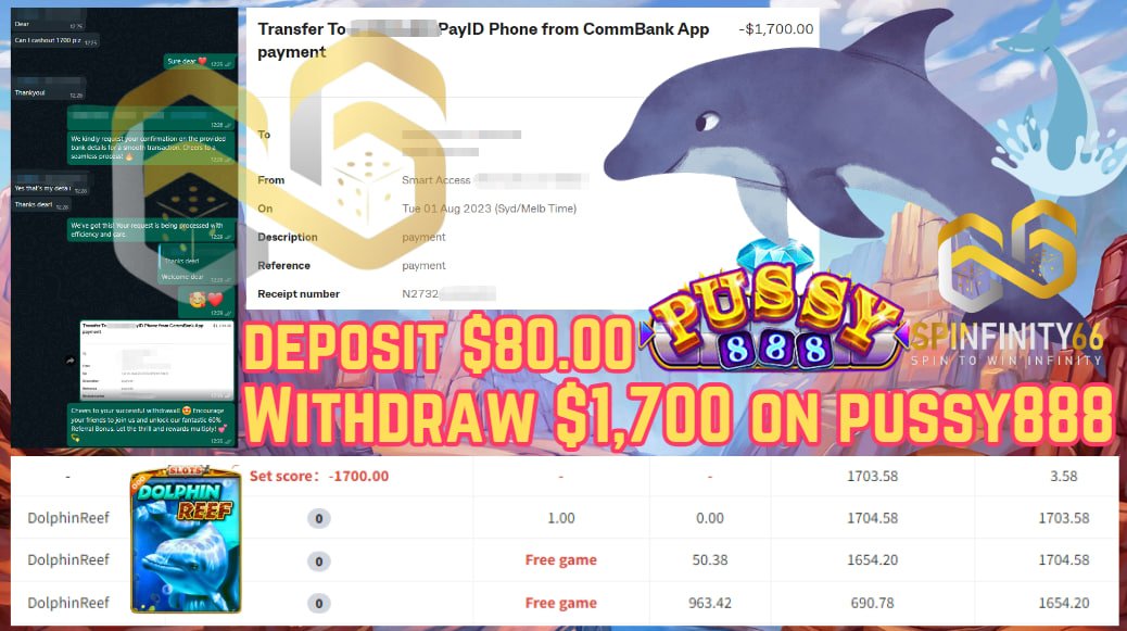 Spinfinity66AUS's tweet photo. 💰BREAKING NEWS: PAYOUT ALERT!💸
💫 JACKPOT FRENZY 💫

$1,700 CASH PRIZE WON on the Pussy888 Slot Game!
👾 PLATFORM : Pussy888
🎯 GAME : Dolphin Reef
💸 Deposit : $80.00
💸 Withdrawal $1,700.00

♾ Spinfinity66: Spin to Win Infinity https://t.co/Hpagl1Xa3p
