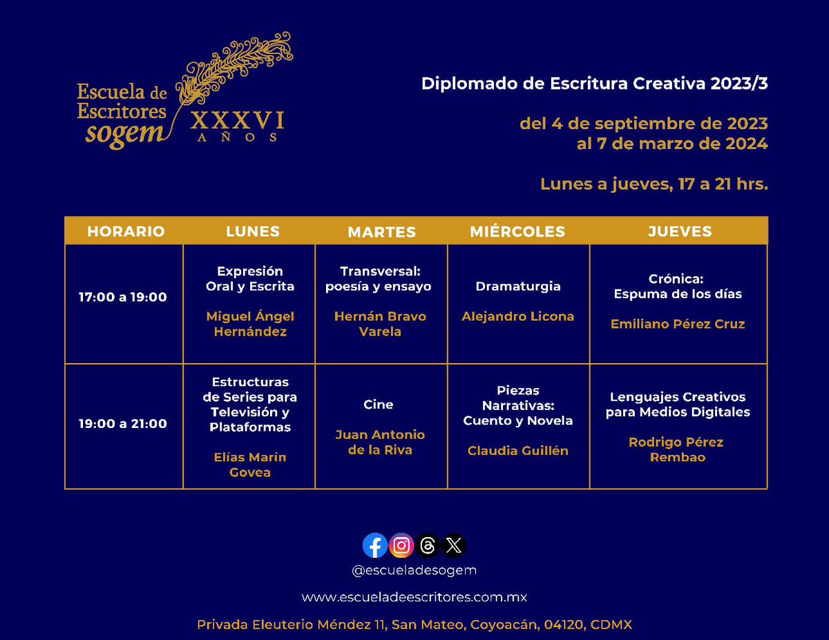 Escuela de Escritores | SOGEM (@escueladesogem) on Twitter photo 