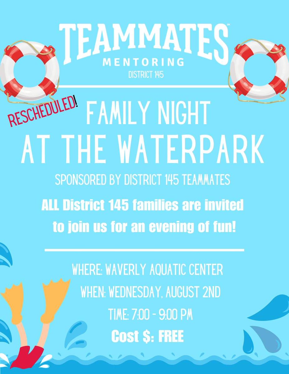 holmy42's tweet photo. Our pool party has been rescheduled! Hope to see you Wednesday!
@145activities  @MentorTeamMates https://t.co/Al4ZwBPnnB