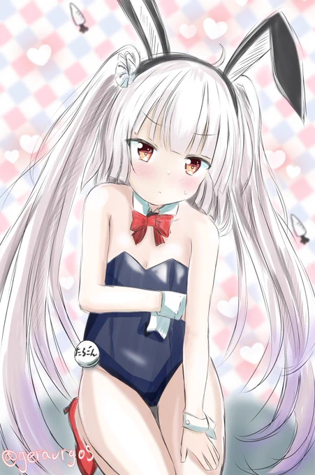 #フラワーナイトガールイラスト (なんとかして描こうとおもった公式の服すげえめんどくせえけど頑張ろうって気合入れたのに心の中の天使が「YOU無理するなYO そんな時はバニーにしチャイナ!!」って言ってきたから)バニーになったタラゴン