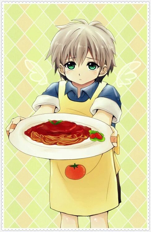 Ludger took a look at his early picture of him making pasta margherita for the first time.

"Heh.... I sure came a long way."
