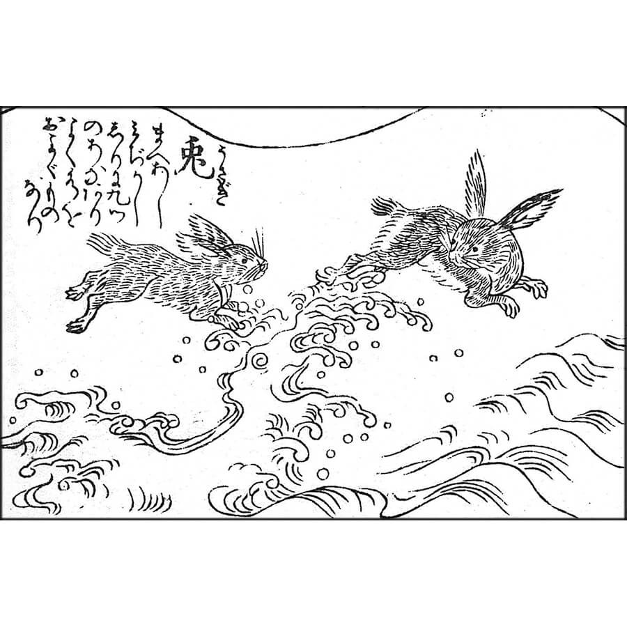 【🐇波兎🌊】 This artwork was inspired by traditional Japanese patterns. The cute pattern compares white waves to rabbits jumping! 
(Most of the rabbits depicted in this traditional pattern, but I also like hares, so that's what I drew.) 