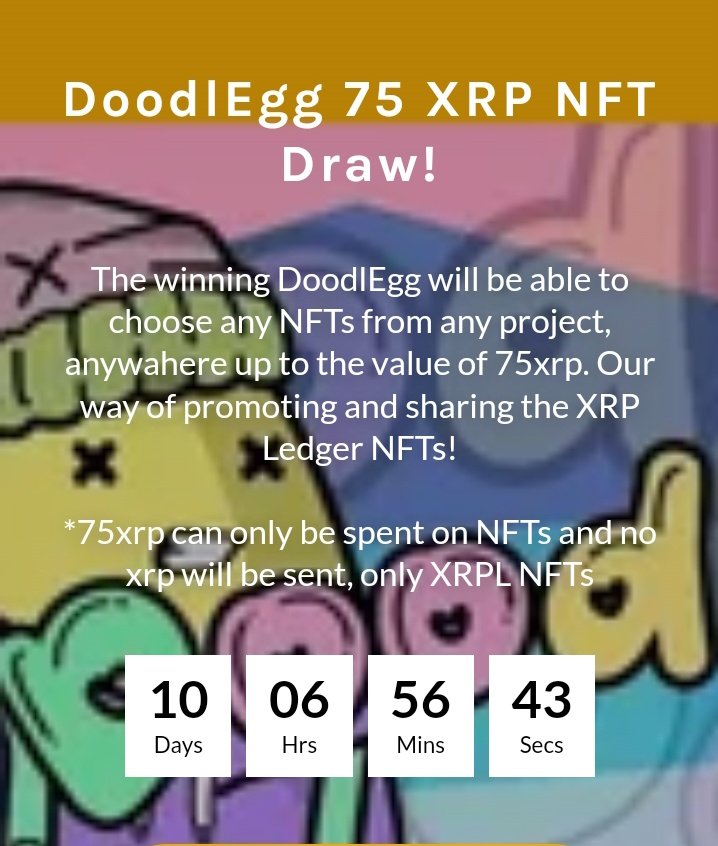 Geleeian's tweet photo. Happy 1st of August Crypto Enthusiasts!
Here's a news for you! 
In 10 days, @Open_Egg will have a DoodlEgg draw, in which the winner may choose any NFTs from other projects for up to 75 XRP value 😍
Hold a DoodlEgg and Win 🏆
DoodlEgg only costs 250K $OVO. 

1/2 https://t.co/1mLw55N6hC